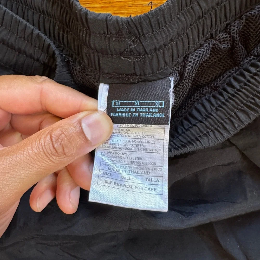 Nike Vintage Mens Black Nylon Swim Trunks Mesh Lined Shorts‎ Med Retro Script